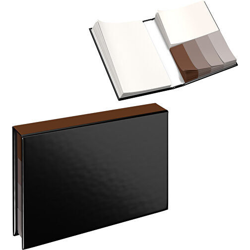 Hardcover Haftnotiz-Set Ana , schwarz / dunkelbraun, Papier, 10,50cm x 1,50cm x 7,50cm (Länge x Höhe x Breite), Bild 1