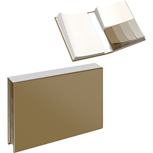 Hardcover Haftnotiz-Set Ana , gold / weiss, Papier, 10,50cm x 1,50cm x 7,50cm (Länge x Höhe x Breite), Bild 1