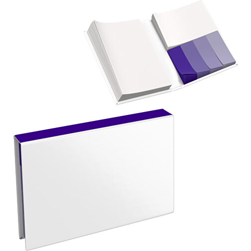 Hardcover Haftnotiz-Set Steffen , weiss / violet, Papier, 10,50cm x 1,80cm x 7,50cm (Länge x Höhe x Breite), Bild 1