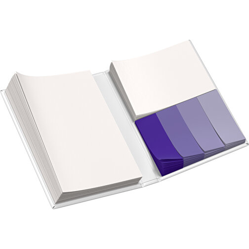 Hardcover Haftnotiz-Set Steffen , weiss / violet, Papier, 10,50cm x 1,80cm x 7,50cm (Länge x Höhe x Breite), Bild 3