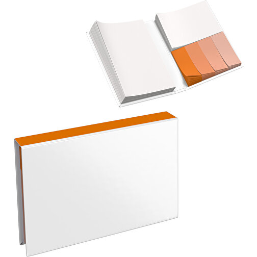 Hardcover Haftnotiz-Set Steffen , weiß / gelborange, Papier, 10,50cm x 1,80cm x 7,50cm (Länge x Höhe x Breite), Bild 1