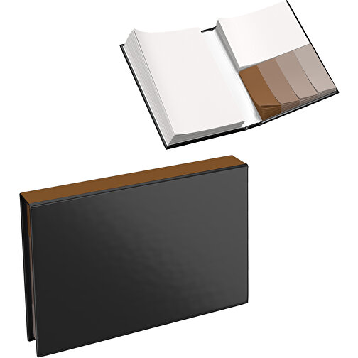 Hardcover Haftnotiz-Set Steffen , schwarz / erdbraun, Papier, 10,50cm x 1,80cm x 7,50cm (Länge x Höhe x Breite), Bild 1