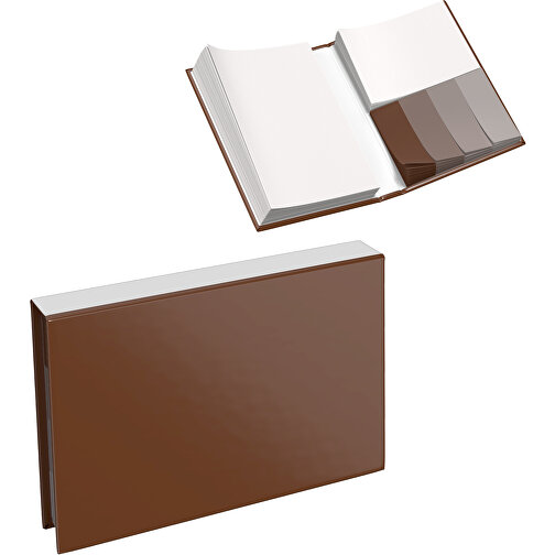 Hardcover Haftnotiz-Set Steffen , dunkelbraun / weiss, Papier, 10,50cm x 1,80cm x 7,50cm (Länge x Höhe x Breite), Bild 1