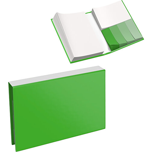 Hardcover Haftnotiz-Set Steffen , grasgrün / weiss, Papier, 10,50cm x 1,80cm x 7,50cm (Länge x Höhe x Breite), Bild 1