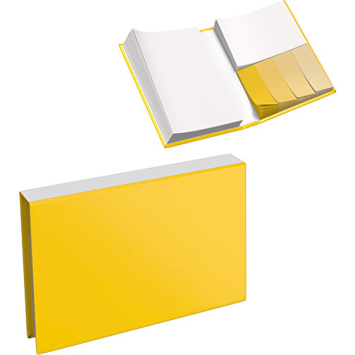 Hardcover Haftnotiz-Set Steffen , goldgelb / weiss, Papier, 10,50cm x 1,80cm x 7,50cm (Länge x Höhe x Breite), Bild 1