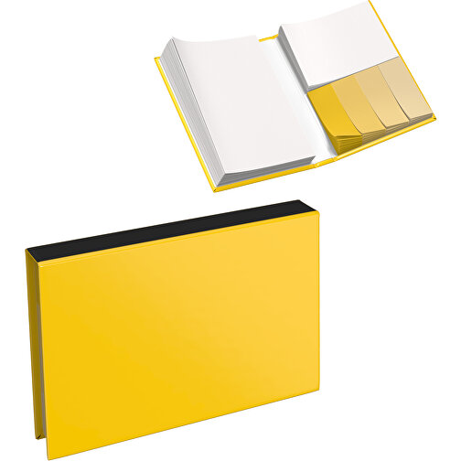 Hardcover Haftnotiz-Set Steffen , goldgelb / schwarz, Papier, 10,50cm x 1,80cm x 7,50cm (Länge x Höhe x Breite), Bild 1