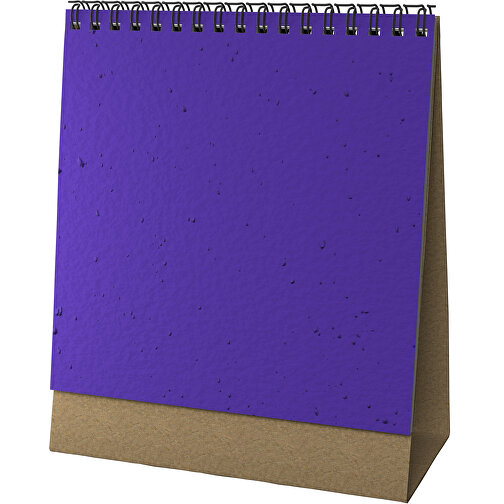 Samenpapier-Tischkalender , violet, Papier, Saatgut, 8,00cm x 17,80cm x 14,50cm (Länge x Höhe x Breite), Bild 1