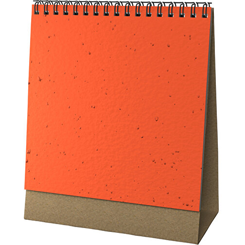 Samenpapier-Tischkalender , orange, Papier, Saatgut, 8,00cm x 17,80cm x 14,50cm (Länge x Höhe x Breite), Bild 1