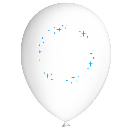 Standardluftballon In Kleinstmengen , weiss / himmelblau, Naturkautschuk, , Bild 1