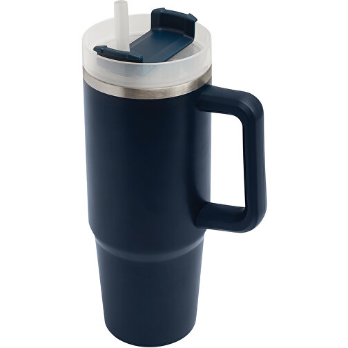 Vakuum-Trinkbecher DRINK DELUXE , marineblau, Edelstahl / Silikon / Kunststoff, 24,00cm (Länge), Bild 1