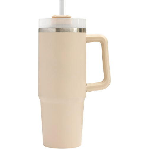 Vakuum-Trinkbecher DRINK DELUXE , beige, Edelstahl / Silikon / Kunststoff, 24,00cm (Länge), Bild 2