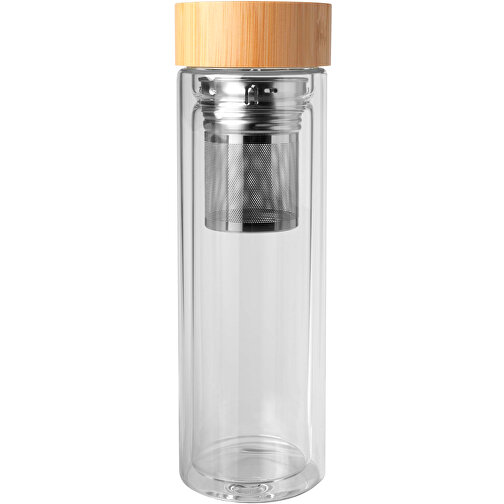 Bailey 400 Ml Flasche Aus Borosilikatglas Mit Infuser Und Bambusdeckel , transparent klar, Borosilikatglas, 6,00cm x 22,00cm x 7,00cm (Länge x Höhe x Breite), Bild 3