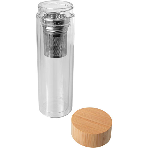 Bouteille Bailey 400 ml en verre borosilicaté avec infuseur et couvercle en bambou, Image 4