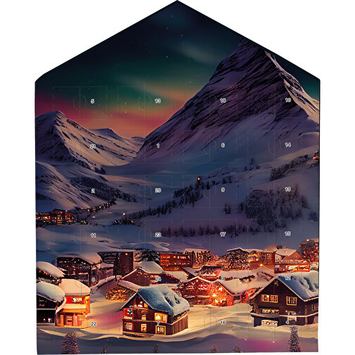 Täfelchen Adventskalender Haus Alpenmilch-Schokotäfelchen , Vollkartonhülle, weiß, 1,50cm x 21,00cm x 26,00cm (Länge x Höhe x Breite), Bild 1