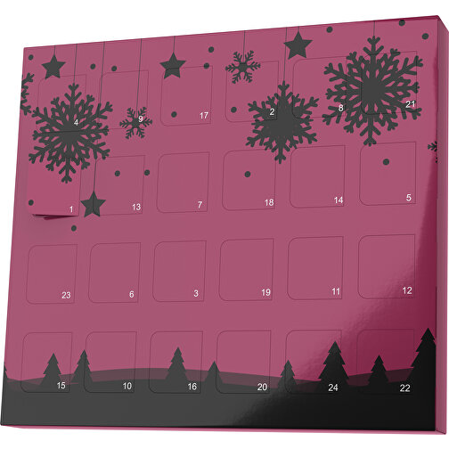 XS Adventskalender Winterlandschaft , Brandt, kirschrot / schwarz, Vollkartonhülle, weiß, 1,60cm x 12,00cm x 14,00cm (Länge x Höhe x Breite), Bild 1