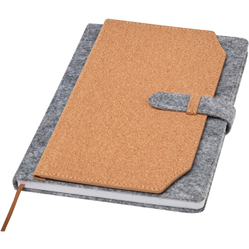 Viviana A5 Notizbuch Aus Recyceltem Filz Und Kork , natur, FSC certified paper, RPET felt, FSC certified cork, 21,00cm x 14,60cm (Länge x Breite), Bild 1