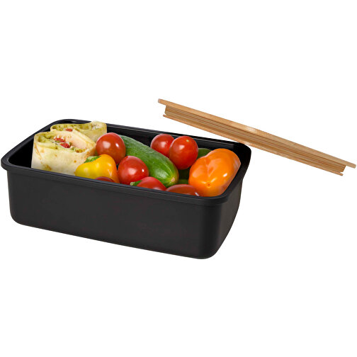 Mangi 750 Ml Lunchbox , schwarz, GRS certified recycled plastic, FSC certified bamboo, 19,00cm x 6,00cm x 13,00cm (Länge x Höhe x Breite), Bild 5