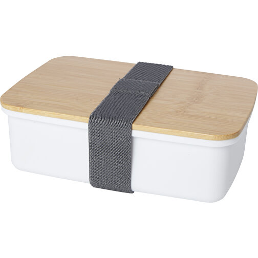 Mangi 750 Ml Lunchbox , weiss, GRS certified recycled plastic, FSC certified bamboo, 19,00cm x 6,00cm x 13,00cm (Länge x Höhe x Breite), Bild 1