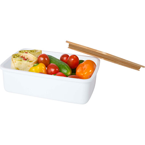 Mangi 750 Ml Lunchbox , weiß, GRS certified recycled plastic, FSC certified bamboo, 19,00cm x 6,00cm x 13,00cm (Länge x Höhe x Breite), Bild 5