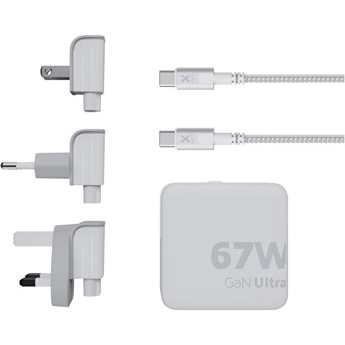 Xtorm XVC2067 GaN Ultra 67 W Reiseladegerät Mit 100 W USB-C PD-Kabel , weiss, Recycelter ABS Kunststoff, 6,70cm x 6,70cm x 3,00cm (Länge x Höhe x Breite), Bild 7