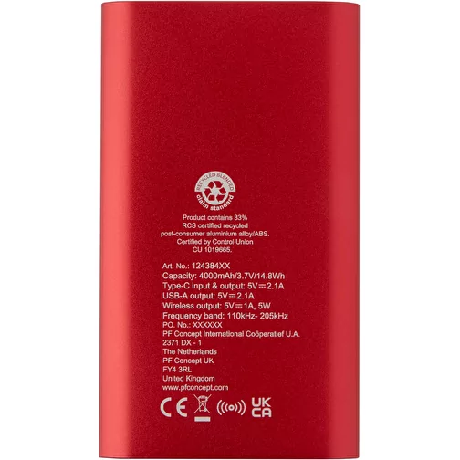 Batterie de secours sans fil en aluminium recyclé Juice type-C de 4 000 mAh, Image 5