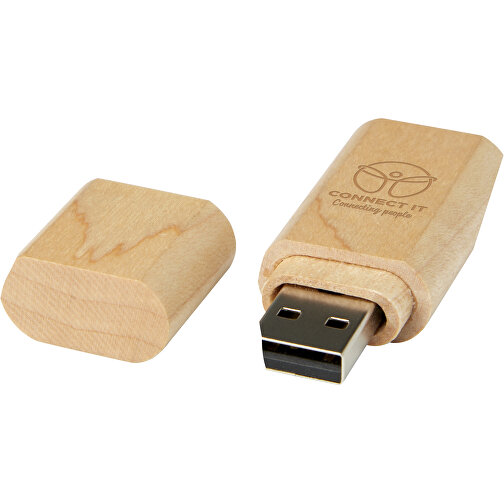 Schlüssel USB-Stick 2.0 Aus Holz , hellbraun MB , 128 GB , Holz, Aluminium MB , 5,80cm x 1,00cm x 2,00cm (Länge x Höhe x Breite), Bild 2