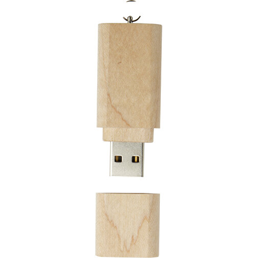 Schlüssel USB-Stick 2.0 Aus Holz , hellbraun MB , 128 GB , Holz, Aluminium MB , 5,80cm x 1,00cm x 2,00cm (Länge x Höhe x Breite), Bild 3