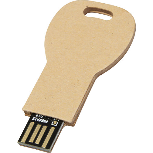 Schlüssel USB-Stick 2.0 Aus Recyceltem Papier , kraftpapier MB , 16 GB , Recyceltes Papier, Aluminium MB , 5,80cm x 3,00cm x 0,30cm (Länge x Höhe x Breite), Bild 1