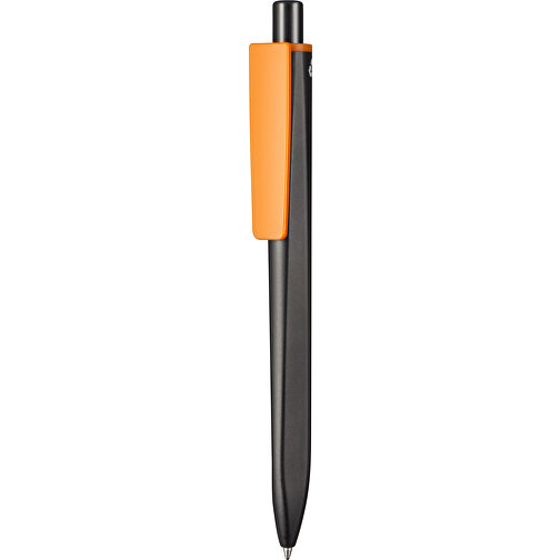 Kugelschreiber RIDGE RECYCLED , Ritter-Pen, schwarz / orange, ABS-Kunststoff, 14,10cm (Länge), Bild 1