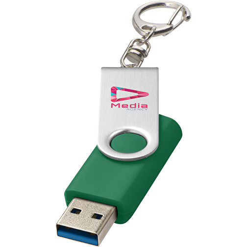 Rotate USB-Stick 3.0 Mit Schlüsselanhänger , grün MB , 128 GB , Kunststoff, Aluminium MB , 5,80cm x 1,90cm x 1,00cm (Länge x Höhe x Breite), Bild 2