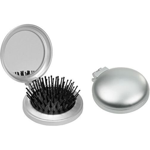 Haarbürste Mit Spiegel , silber, schwarz, ABS+GL, 0,28cm (Höhe), Bild 1