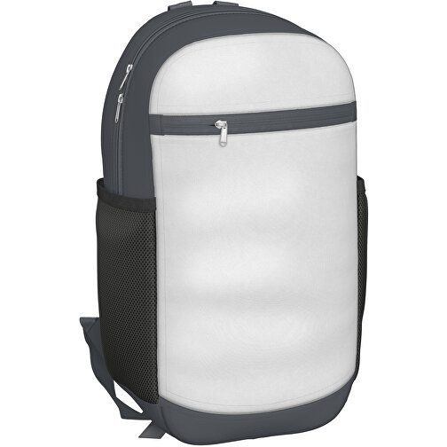 Rucksack Milan , weiss / asphaltgrau, Sublimation-fabric 300g, 15,00cm x 40,00cm x 30,00cm (Länge x Höhe x Breite), Bild 1