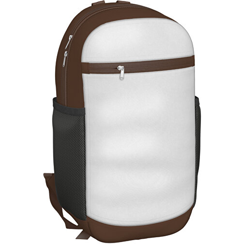 Rucksack Milan , weiß / espressobraun, Sublimation-fabric 300g, 15,00cm x 40,00cm x 30,00cm (Länge x Höhe x Breite), Bild 1