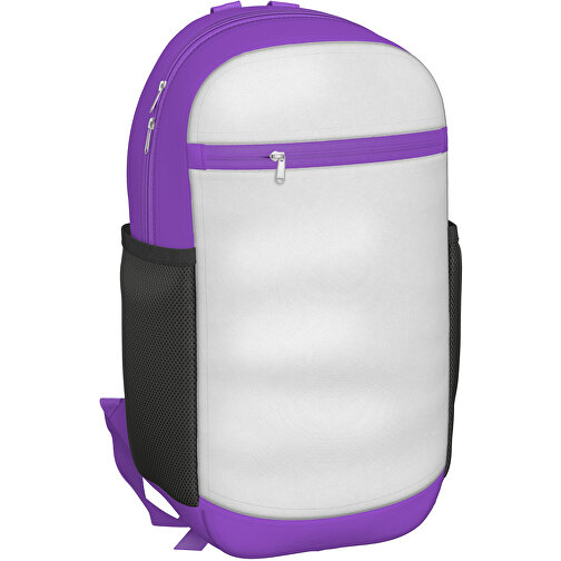 Rucksack Milan , weiß / lavendellila, Sublimation-fabric 300g, 15,00cm x 40,00cm x 30,00cm (Länge x Höhe x Breite), Bild 1