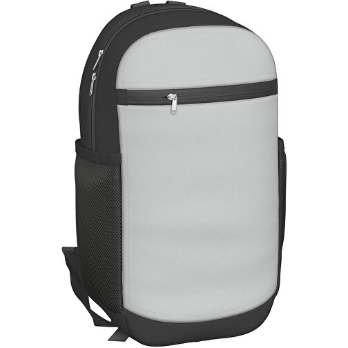 Rucksack Milan , hellgrau / schwarz, Sublimation-fabric 300g, 15,00cm x 40,00cm x 30,00cm (Länge x Höhe x Breite), Bild 1