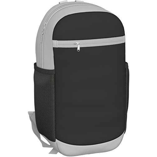 Rucksack Milan , schwarz / hellgrau, Sublimation-fabric 300g, 15,00cm x 40,00cm x 30,00cm (Länge x Höhe x Breite), Bild 1