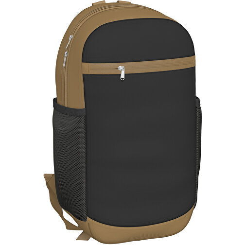 Rucksack Milan , schwarz / hellgold, Sublimation-fabric 300g, 15,00cm x 40,00cm x 30,00cm (Länge x Höhe x Breite), Bild 1