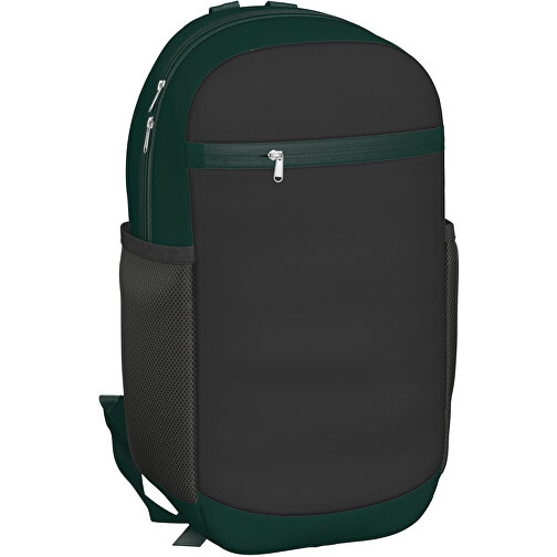 Rucksack Milan , schwarz / dunkelgrün, Sublimation-fabric 300g, 15,00cm x 40,00cm x 30,00cm (Länge x Höhe x Breite), Bild 1