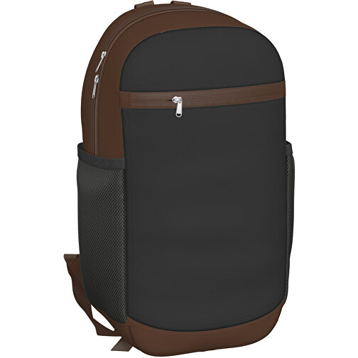 Rucksack Milan , schwarz / espressobraun, Sublimation-fabric 300g, 15,00cm x 40,00cm x 30,00cm (Länge x Höhe x Breite), Bild 1