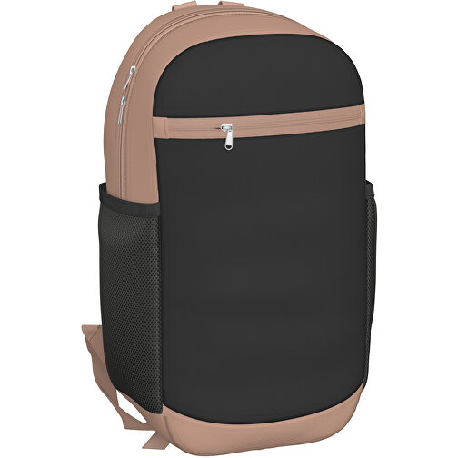 Rucksack Milan , schwarz / mandelbraun, Sublimation-fabric 300g, 15,00cm x 40,00cm x 30,00cm (Länge x Höhe x Breite), Bild 1