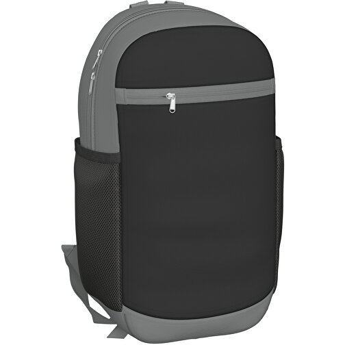 Rucksack Milan , schwarz / delfingrau, Sublimation-fabric 300g, 15,00cm x 40,00cm x 30,00cm (Länge x Höhe x Breite), Bild 1