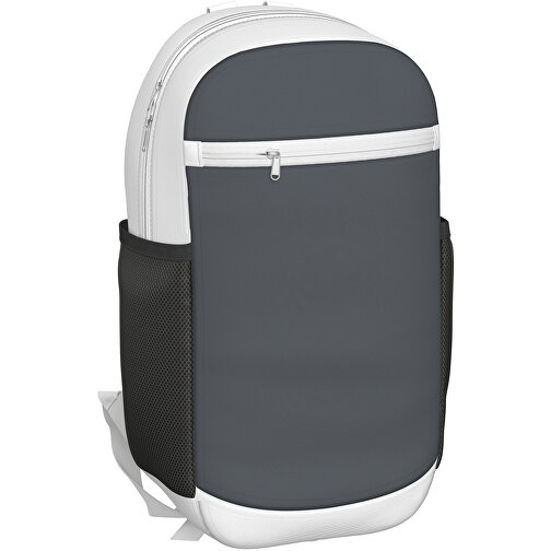 Rucksack Milan , asphaltgrau / weiss, Sublimation-fabric 300g, 15,00cm x 40,00cm x 30,00cm (Länge x Höhe x Breite), Bild 1