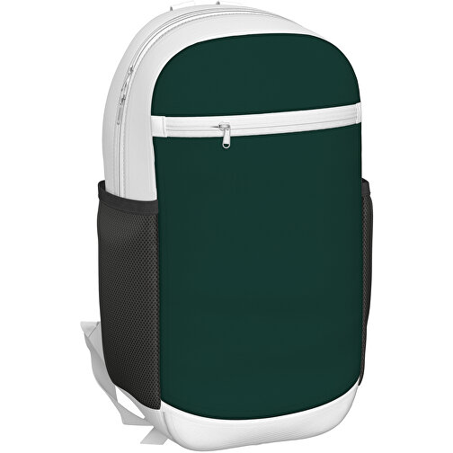 Rucksack Milan , dunkelgrün / weiss, Sublimation-fabric 300g, 15,00cm x 40,00cm x 30,00cm (Länge x Höhe x Breite), Bild 1