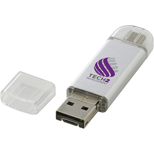 OTG USB Typ-C Stick Aluminium , silber MB , 32 GB , Aluminium MB , 6,30cm x 1,60cm x 0,50cm (Länge x Höhe x Breite), Bild 2