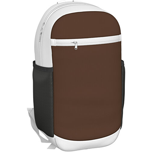 Rucksack Milan , espressobraun / weiss, Sublimation-fabric 300g, 15,00cm x 40,00cm x 30,00cm (Länge x Höhe x Breite), Bild 1