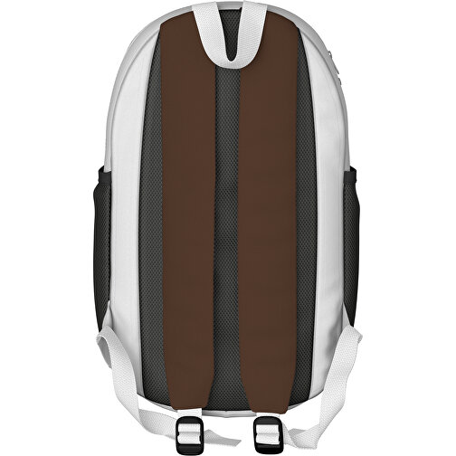 Rucksack Milan , espressobraun / weiß, Sublimation-fabric 300g, 15,00cm x 40,00cm x 30,00cm (Länge x Höhe x Breite), Bild 2