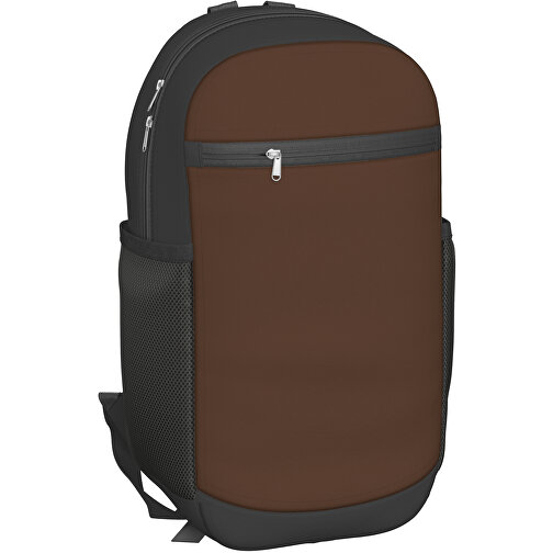 Rucksack Milan , espressobraun / schwarz, Sublimation-fabric 300g, 15,00cm x 40,00cm x 30,00cm (Länge x Höhe x Breite), Bild 1