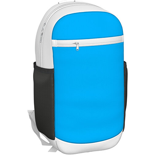 Rucksack Milan , hellblau / weiß, Sublimation-fabric 300g, 15,00cm x 40,00cm x 30,00cm (Länge x Höhe x Breite), Bild 1