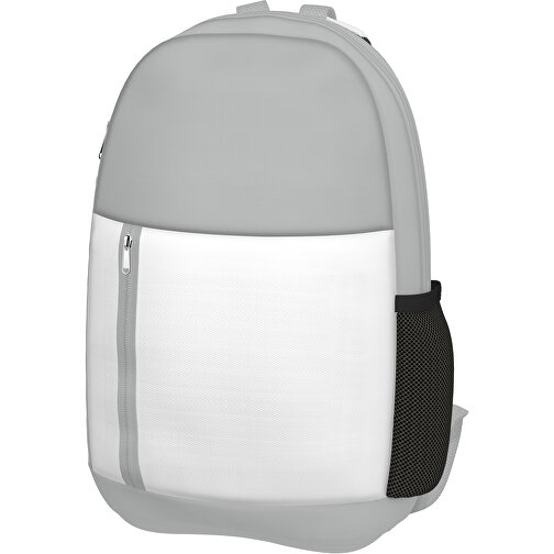 Rucksack Easy , weiss / hellgrau, Sublimation-fabric 300g, 15,00cm x 40,00cm x 30,00cm (Länge x Höhe x Breite), Bild 1