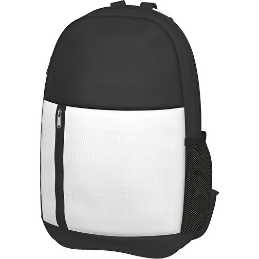 Rucksack Easy , weiss / schwarz, Sublimation-fabric 300g, 15,00cm x 40,00cm x 30,00cm (Länge x Höhe x Breite), Bild 1